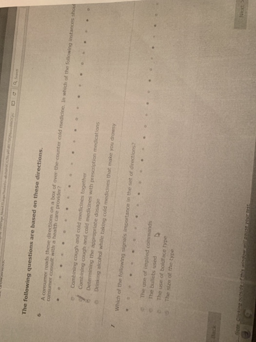 FOCTWO The following questions are based on these directions. consumer consult with a health care provider? A consumer reads