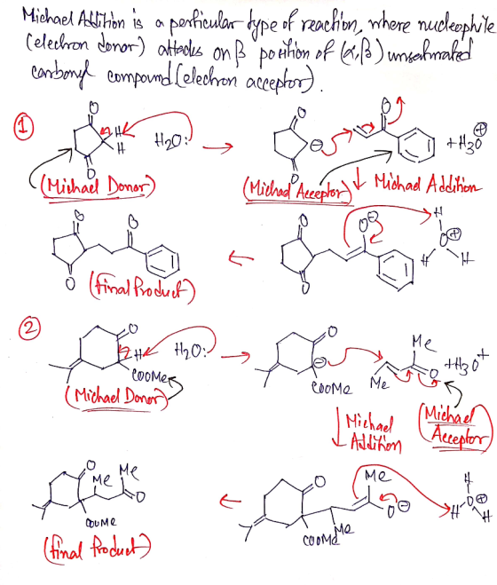 Michael Aalihion is a perficular dype of reachion, where nucleophile (elecron donor) attades on B portion of leiß)unsetmated