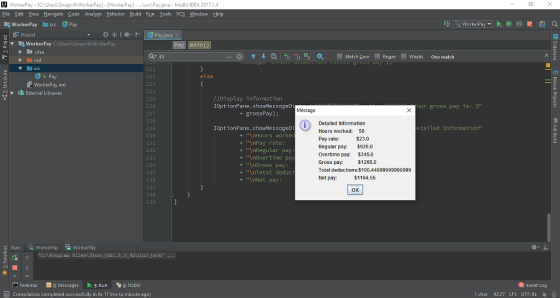 J WorkerPay - [CAUsers Swapnil WorkerPay] - [WorkerPay) - ..src\Pay.java - Intelliu IDEA 2017.1 Eile Edit View Navigate Code