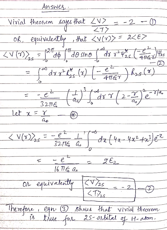 Vinial theobem kays that LV 2 OR, equival 32TE 2S H-atom