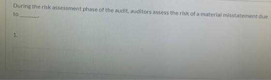 During the risk assessment phase of the audit, auditors assess the risk of a material misstatement due to