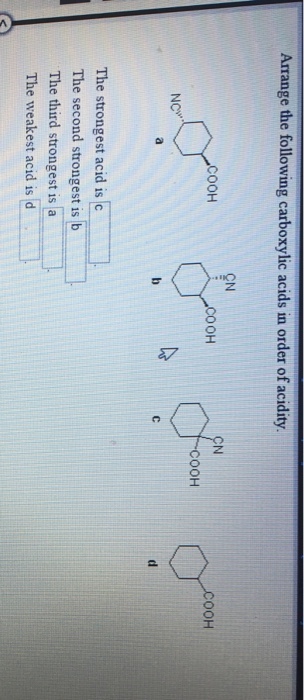 Arrange the following carbolic acids in order of a