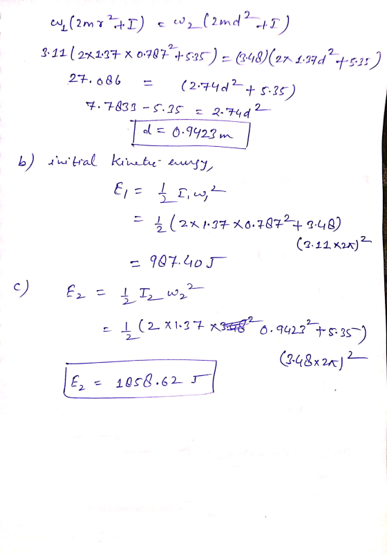 2 2 T d = ܢܐ ay (2mo?t. I) a we (2nd ? HI) 3.112X1.37 x 0.787+5:35 ) = (3-48)(2x 1.94d?+5.25) 27.086 (2.7402 + 5.35) 7. 7833