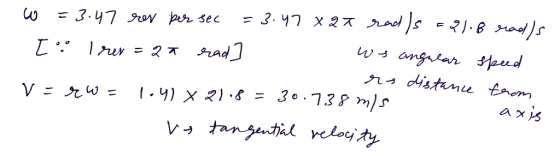 s RBads 3.47 ×2ズ 3.47 o pr sec 1 W s angrkar aud ns distamu taom rad axis V= 九W = s/uuEL Vtangntal relocity