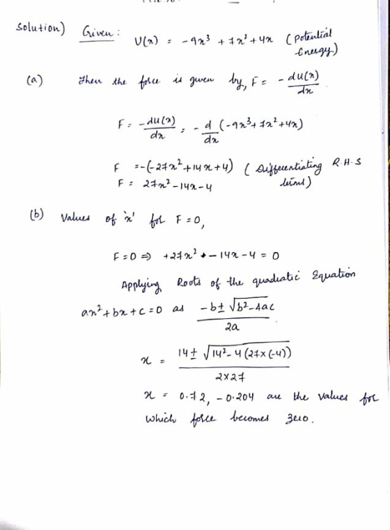 Solution) G potmlial FduCa) d2 lund ea 2x2千