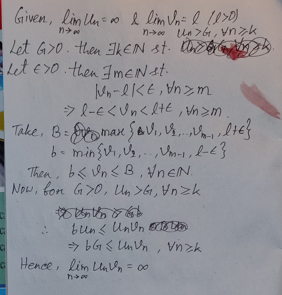 . I Given, lim Un=0 & lim Una l (10) x Un>G, unik Let G70. then I EN st. a h Let €70 then I meinst. Wn-lkt, Unzm l-E<Vn<ltt,