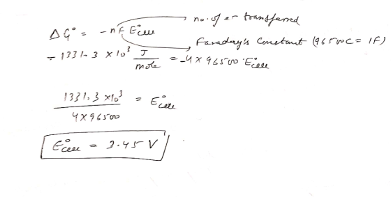 - noiofer transferred AÇO -nĘ Fille - Faraderys constant (9650 C = lf) - 1331- 3 x 103 ] mol ==4896500 Eur 1331, 3 x103 = Ec
