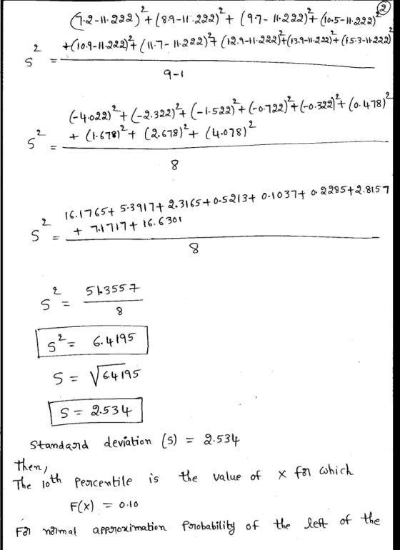 8 1C.1765+S317+ .31<5+0.5213+ 0-1037 3285+2.8157 L5355 Stamdand deviíation [5) - 253t. The lo th Pencevbile is te Value of x fi shick