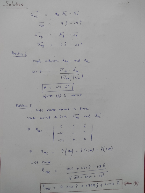 Solution UAC ukia ų - Une 7 î - 24 U AB re ra UAB 2 10 - 24 Problem 2 angle between betureen UAB and UAL u AB los o + u ne AL