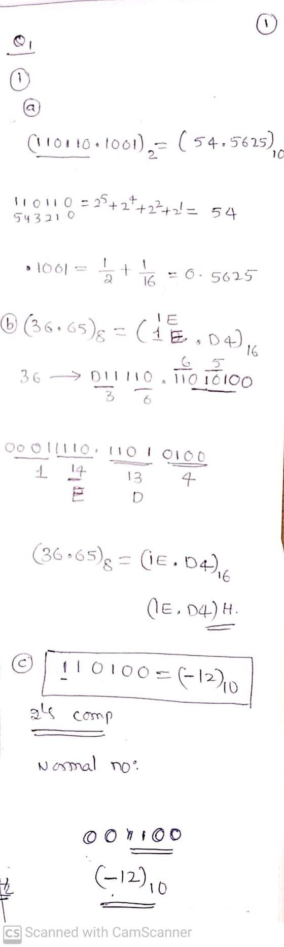 1 (110110.1001),= ( 54.5625), 10 110110 - 25 543210 +27 +22+2 = 54 a 1001 + 2. 16 0.5625 0 (3665)= .04), 36 -> 011110 1101010