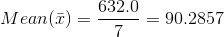 Mean(ī) = 0.2.0 = 90.2857