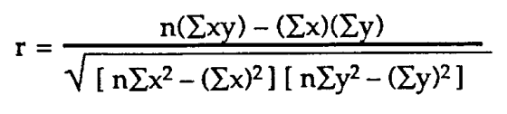 n(Σxy) - (Σx)(Σy) [nΣχ2 - (Σκ)?][ηΣy2 - (Σy)2]