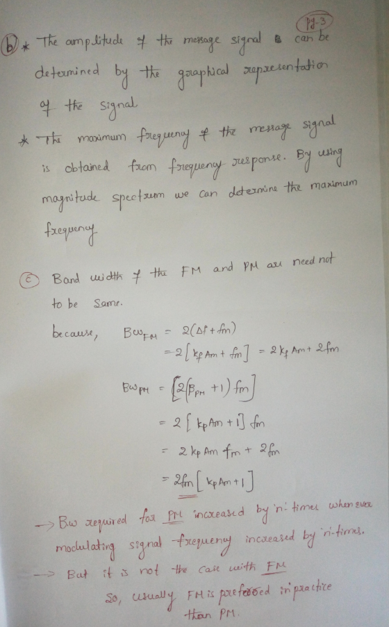 PJ-3 (6) The amplitude of the message signal is can be determined by the graphical representation of the signal The maximum f