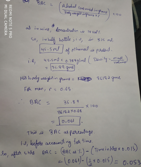 1 BAC = (Alcohol consumed in grame) x 100 Body weight ingroms x ) x100 MI DUAL CAMERA REDMI NOTE 5 PRO as in wine, concentrat