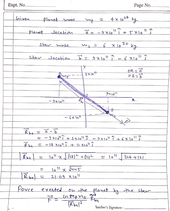 Expt. No.--- Page No... save Playet-- vlocati.an_ a--g X1O111 ± Xlo 1J 30 3Xlo 9xlo a- b ba Rbal Teachers Signature