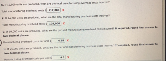 E. If 19,000 units are produced, what are the total manufacturing overhead costs incurred? Total manufacturing overhead costs