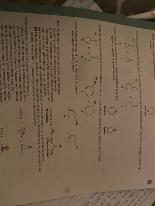 14.80 Which o atomorrone Explain 4-Pyrone or VO T U 14.62 which do you think is a stronger nucleophile in an S2 reaction-pyri