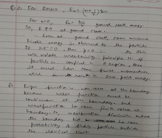 8 d For QMHO , Ena (nt I) to For no For to ground state energy. So, Eto at ground state. - Even at ground state, some minimum