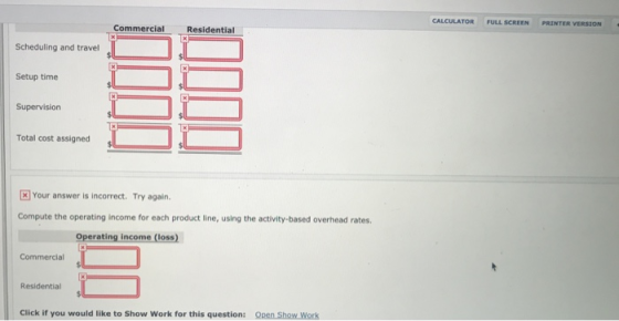 CALCULATOR FULL SCREEN PRINTER VERSION Commercial Residential Scheduling and travel Setup time Supervision Total cost assigne