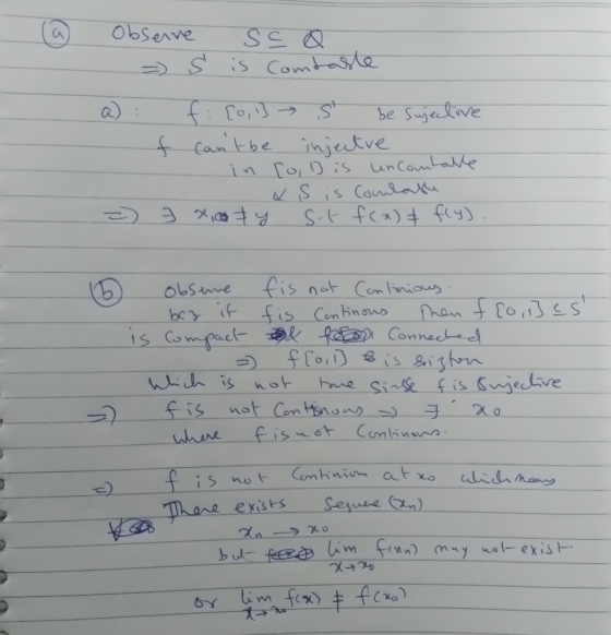 (a observe sea =) Š is contable a): f:[0, 1] → i be sujective f cant be injective - in co, D is uncountable C & S is conlabl