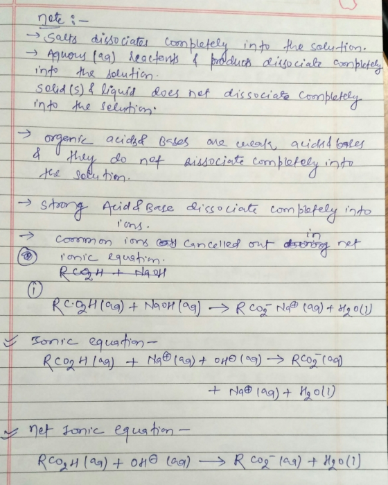 note i salto dissociates completely into the solution. Aquous (a) reactents & products dissociate completely into the solutio