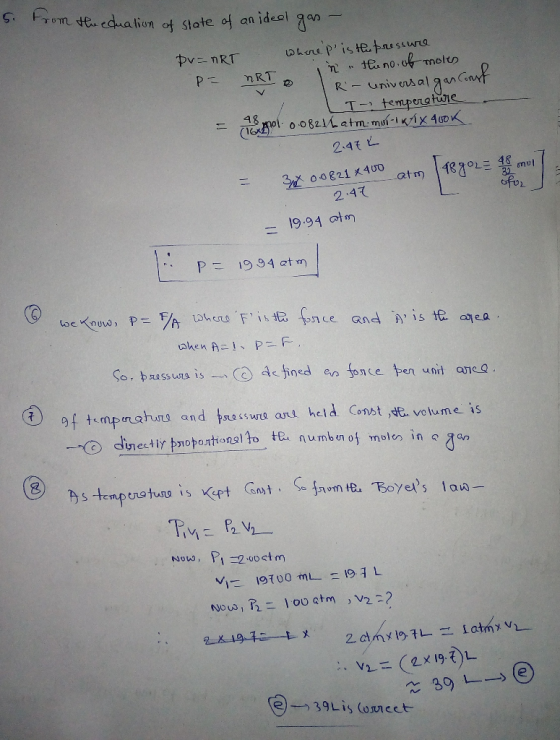ron te edalion ot State of an idee Shrepiste ssua nnt no.of molus R-univs al Ttemperate 1o 0.0821Katm moi- x 40 pv-nRT nRT 4