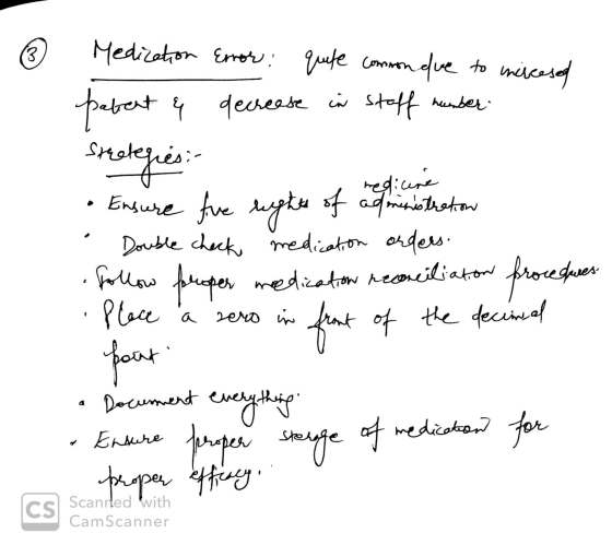 & Medization Error: quife consonalue to increased patent & decrease in staff number strategies: medicine • Ensure fue rights