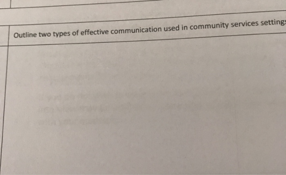 Outline two types of effective communication used in community services setting