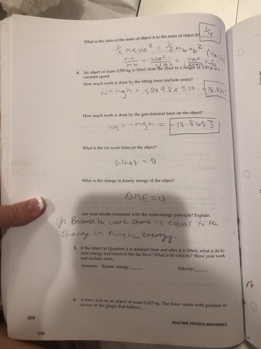 What is the ratio of the mass of object A to the mass of object B Žmava? Žmbuz ma - vB² = UBZ - 4. An object of mass 0.550 kg