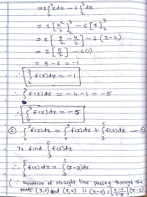 عمر كحولي 2=-- = z[1] = 6 [2] - [ 9 - 427-6(3-2) =25] =6(1) = 5 - 6 = f40d2C í fx) dx = - 4 - - - I fx) dx = -5 dx - f fol dx