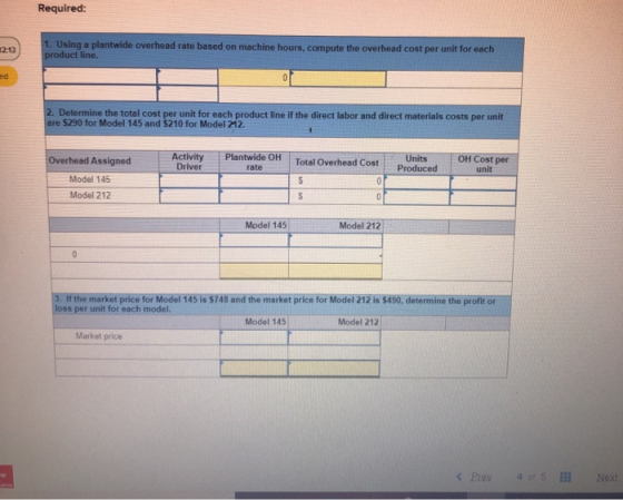 Required: 20 1. Using a plantwide overhead rate based on machine hours, compute the overhead cost per unit for each product l