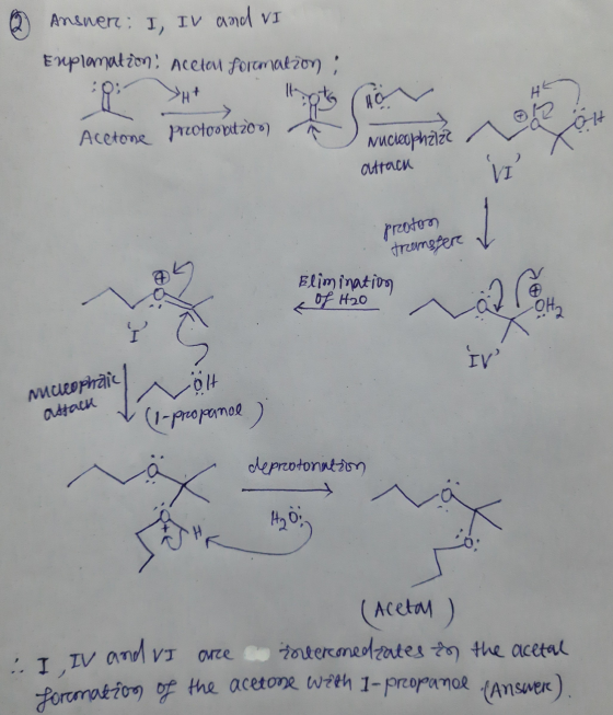 @ Answer: I, IV and VI Euplanation! Acetou foramation: maner: s, sv and vs ot Acetone Acetone prcotoort200 profoobit 20 ) À w