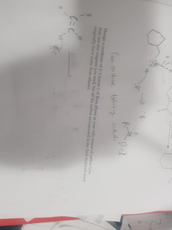 (an oxiduse tertiary acohols. Design a synthesis of Z-3-hexen-1-ol from ethene as your only source of carbon (you may use any