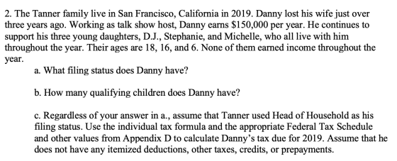 2. The Tanner family live in San Francisco, California in 2019. Danny lost his wife just over three years ago. Working as tal
