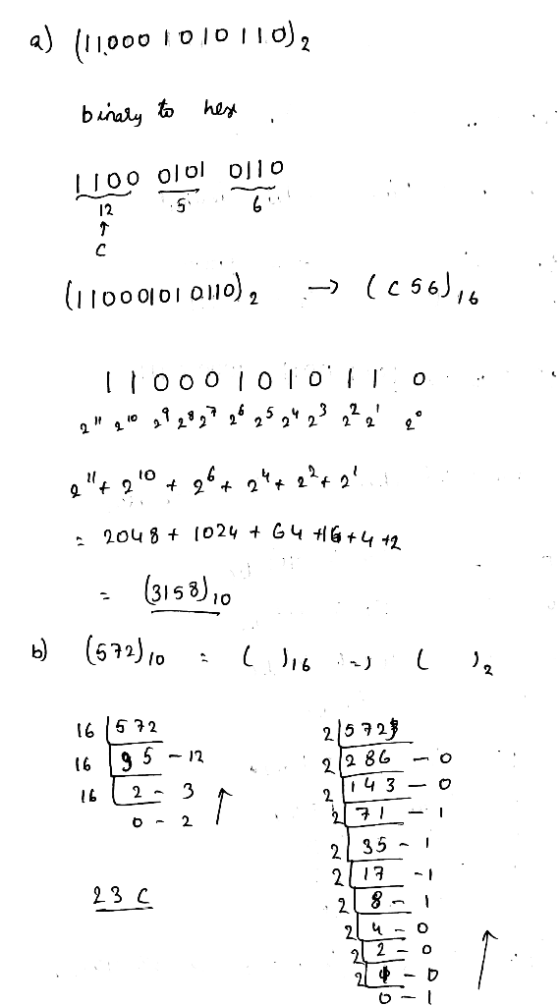 a) (1000 10|0 110) 2 binary to hest .. NEO O O . .. NCU (100이이 010). ) (cs), 11000 lolo 11:0 . . . 12 | 이 + 2 10 + 2 + 24 24