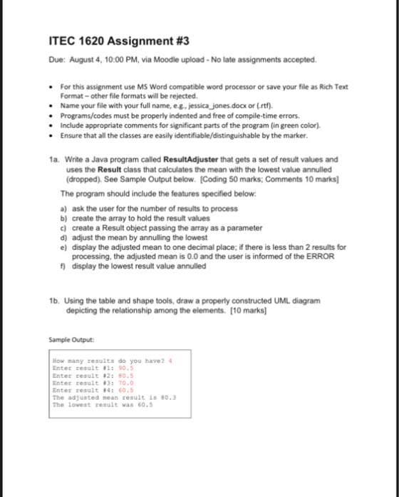 ITEC 1620 Assignment #3 Due: August 4, 10:00 PM, via Moodle upload - No late assignments accepted. For this assignment use MS