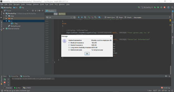 J WorkerPay - [CAUsers Swapnil WorkerPay] - [WorkerPay) - ..src\Pay.java - Intelliu IDEA 2017.1 Eile Edit View Navigate Code