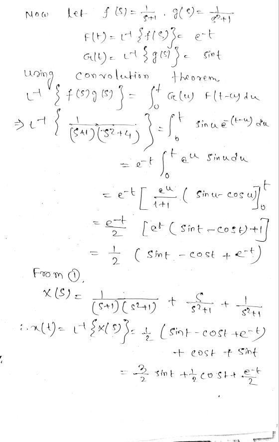 Now g(9) Dets 5+1 unin let . f (S) = F(t) = 44&f1993c et Gelt) = ct {gis {g este sint convolution theorem { $6999 683 3 = Set
