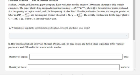 T uule DelldIUILUU UI Clapiei IIUDICII Michael, Dwight, and Jim run a paper company. Each week they need to produce 1,000 rea