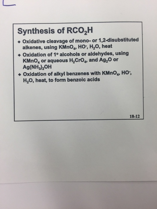 Synthesis of RCO_2H Oxidative cleavage of mono- o