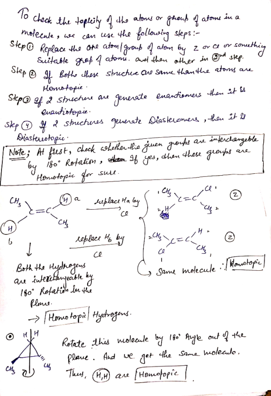SO o check the topleity of the atoms or group of atoms in a molecule, we can use the following steps :- Step & Replace the on