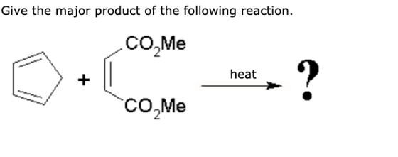 Give the major product of the following reaction. CO Me heat Co Me