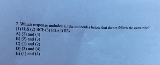 Which response includes all the molecules below th