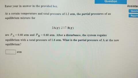 At a certain temperature and total pressure of 1.2