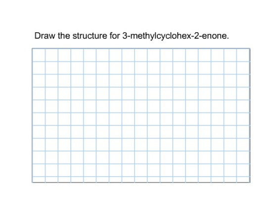 Draw the structure for 3-methylcyclohex-2-enone.