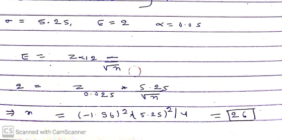 - 5.2s, E = 2 - 0:05 E Zx12 o 2 25 s.es rn → (-1.561245.25)²lu 26 CS Scanned with CamScanner