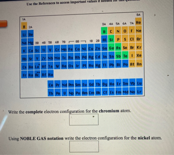 Use the References to access important values if needed for this quotion 8А ZA 4A 5A 6A 7A He Z Mg 3B 4B 5B 6B7B8B1B2B 13 Z S