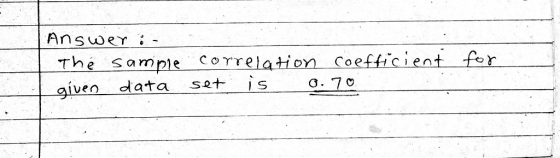 The sampe correlation coefticient for ven data s+ is .7