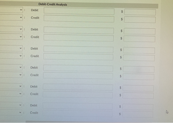 Debit-Credit Analysis v : Debit : Credit $ Debit : Credit : Debit $ V . Credit $ : Debit $ Credit V: Debit $ $ V: Credit V: D