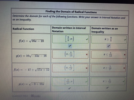 Finding the Domain of Radical Functions Determine the domain for each of the following functions. Write your answer in Interv